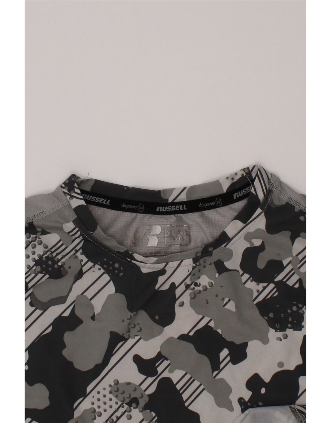 RUSSELL ATHLETIC Băieți Dri-Power Tricou Top 14-15 Ani XL Camuflaj Gri
