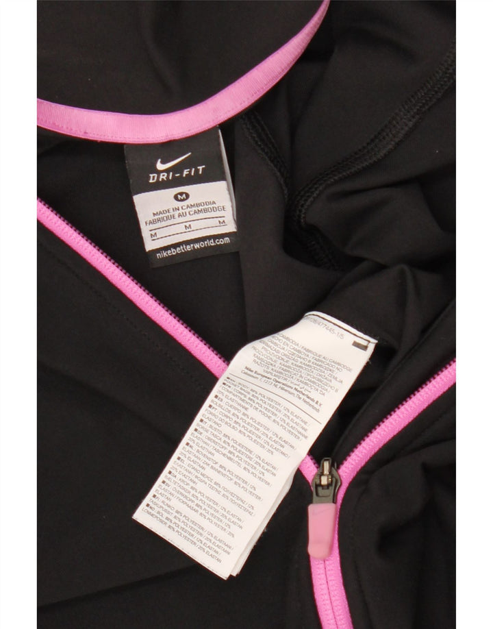 Jachetă de top pentru trening Nike Dri Fit pentru femei UK 12 Poliester mediu negru