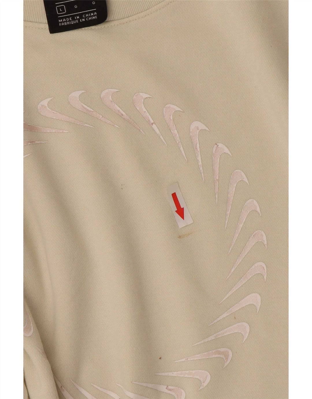 Pulover supradimensionat cu grafic Nike pentru femei UK 16, mare, bej, bumbac