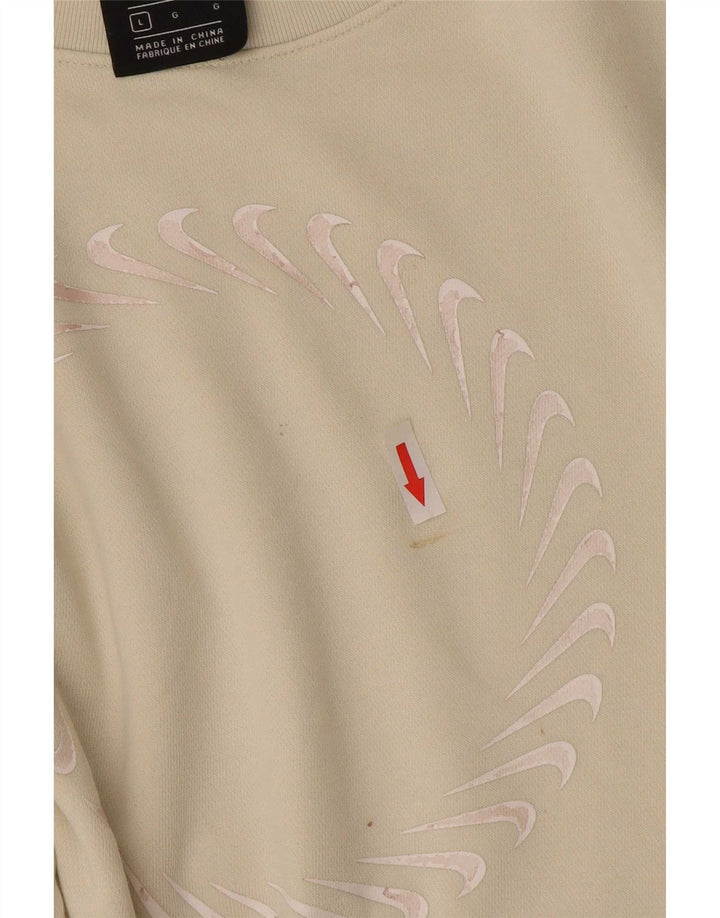 Pulover supradimensionat cu grafic Nike pentru femei UK 16, mare, bej, bumbac