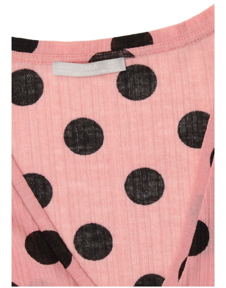 Bluză Crop Top pentru femei Zara UK 10 mici, roz, buline