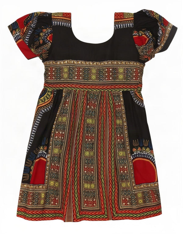 Rochie vintage pentru femei Empire UK 12 Medium Multicolor Geometric Festival