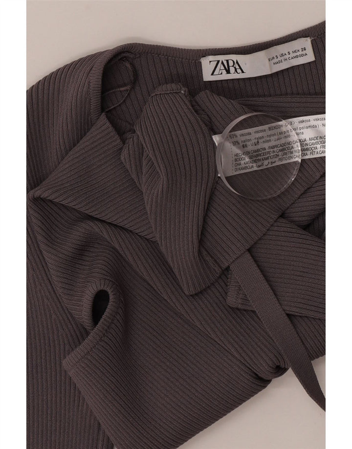 Top Crop Decupat pentru Damă Zara UK 10 Small Gri Viscose