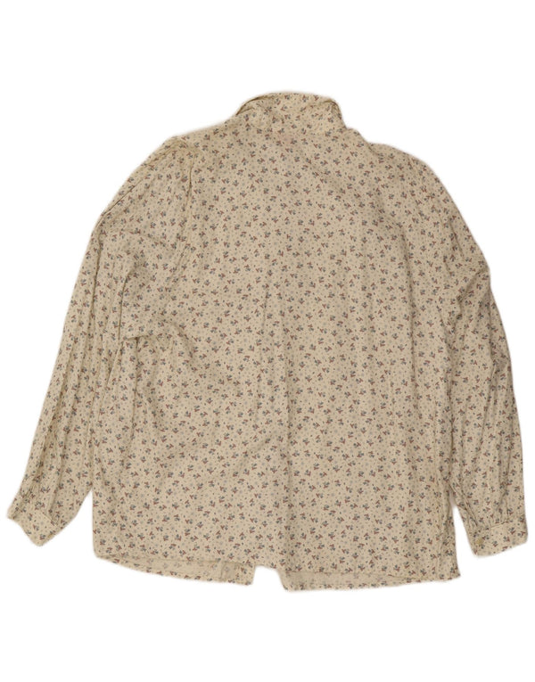 Cămașă Vintage pentru femei IT 54 3XL Alb catifelat Floral