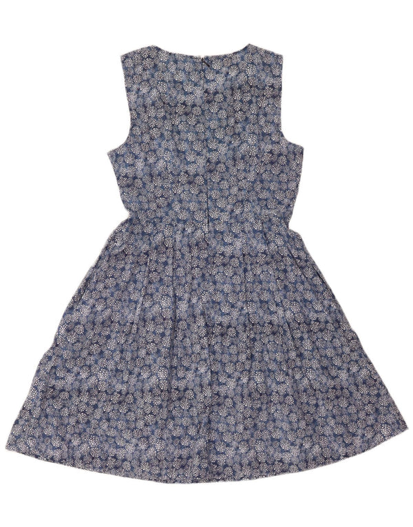 Woolrich Rochie A-Line fără mâneci pentru femei UK 14 Mare Bumbac Floral Albastru