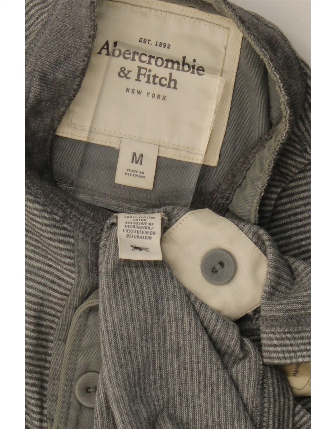 ABERCROMBIE & FITCH Tricou polo pentru bărbați, bumbac cu dungi gri medii