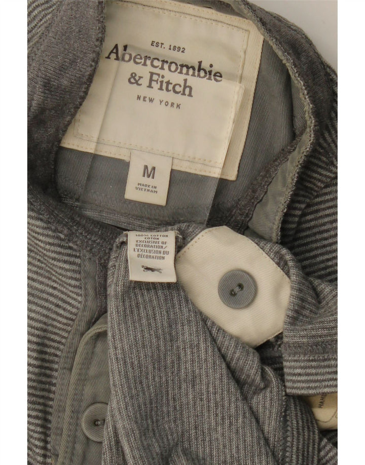 ABERCROMBIE & FITCH Tricou polo pentru bărbați, bumbac cu dungi gri medii
