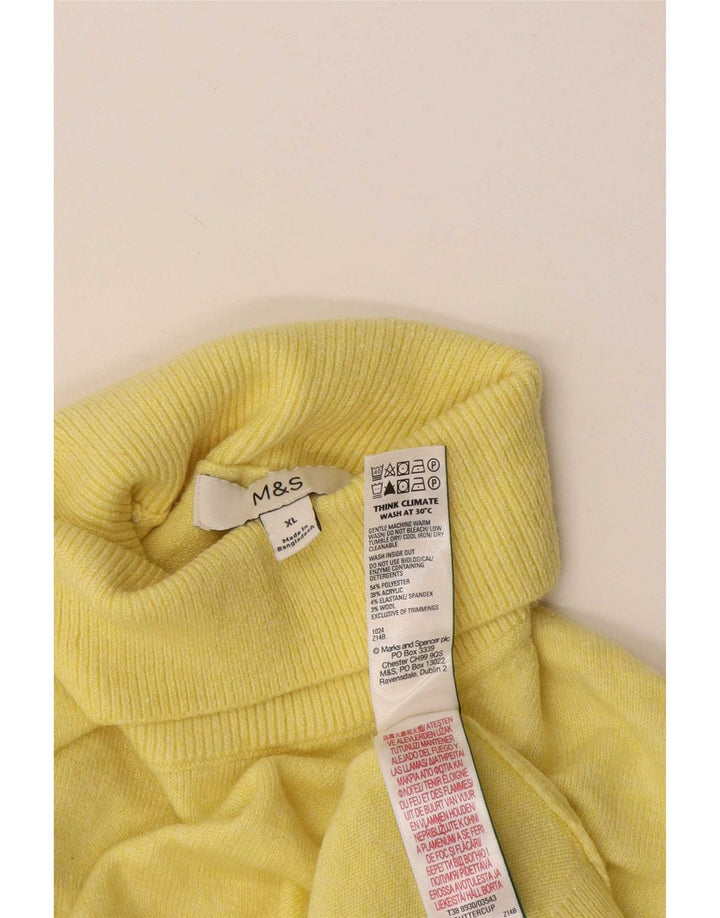 Pulover pentru femei Marks & Spencer cu gât rulat, poliester galben UK 18 XL