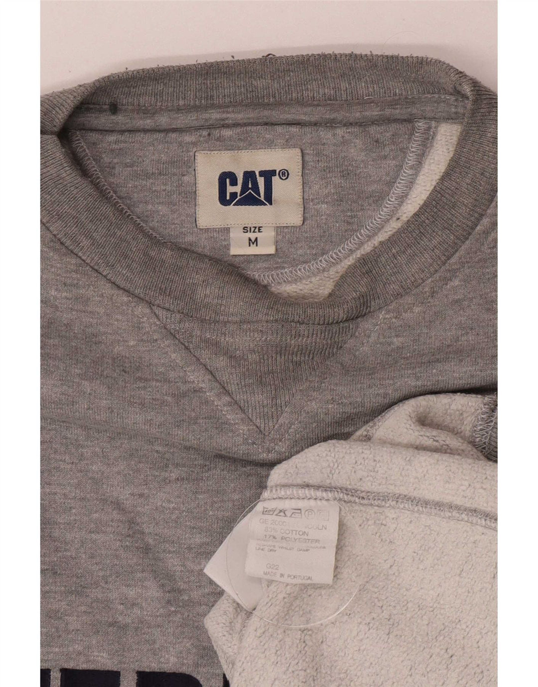 Pulover pentru bărbați CAT, cu grafică largi, bumbac, gri mediu