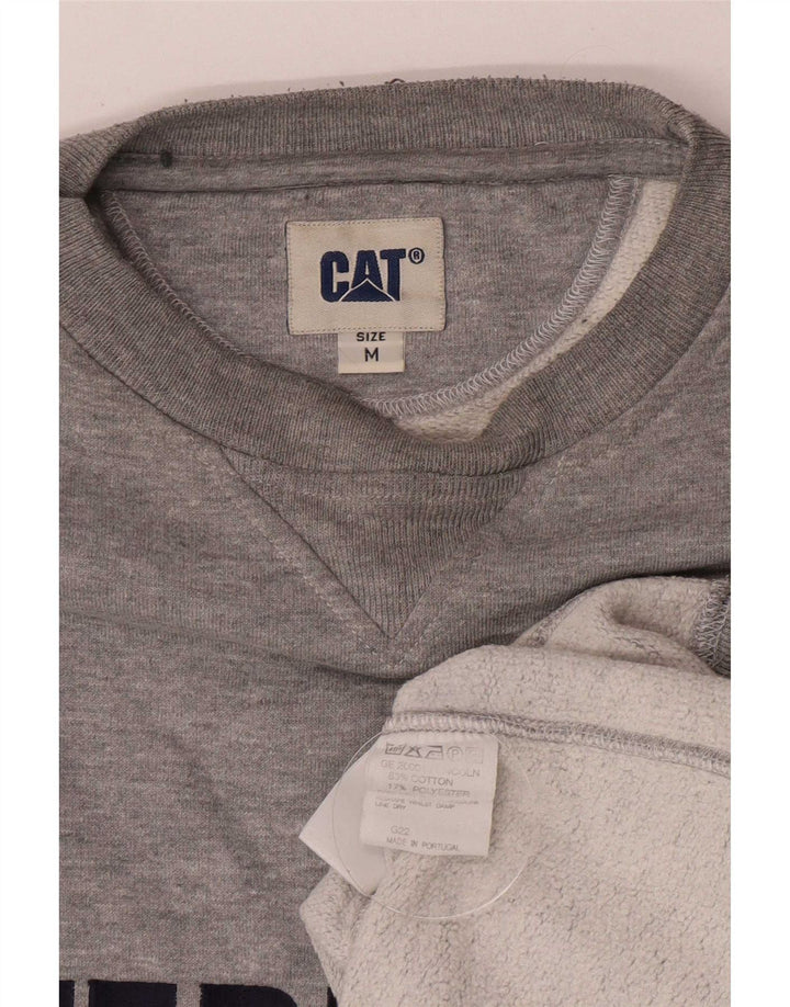 Pulover pentru bărbați CAT, cu grafică largi, bumbac, gri mediu