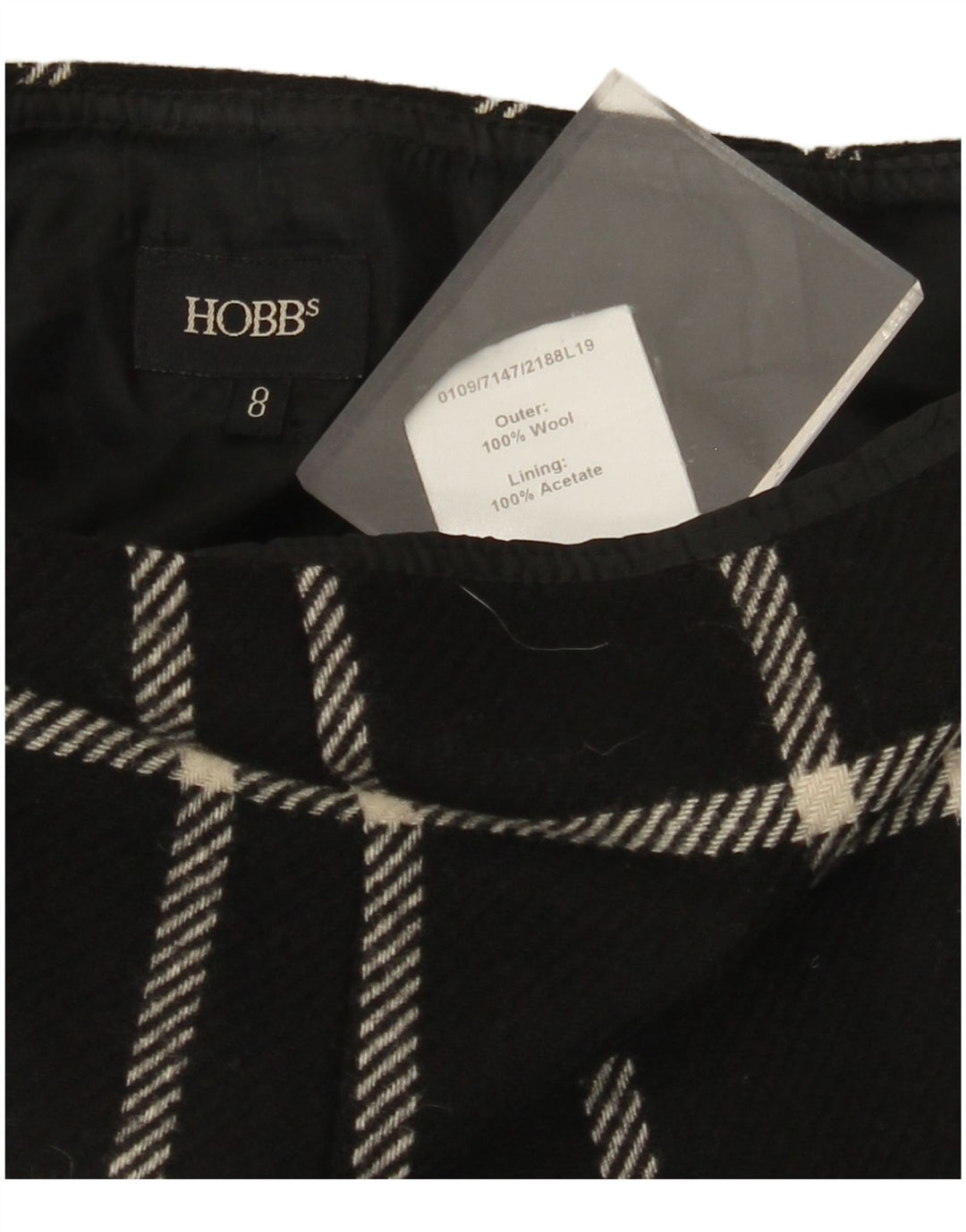 Fusta mini pentru femei HOBBS UK 8 Small W26 Black Check Wool