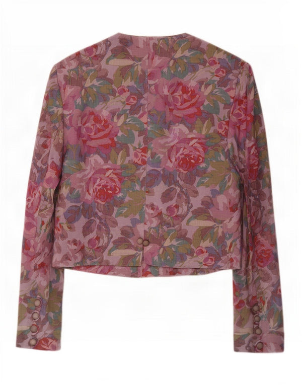 Oui Set Jachetă Blazer Femei UK 10 Mic Violet Floral Acetat