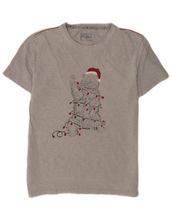 Tricou grafic pentru bărbați Fat Face Top mic, gri, bumbac cu pete