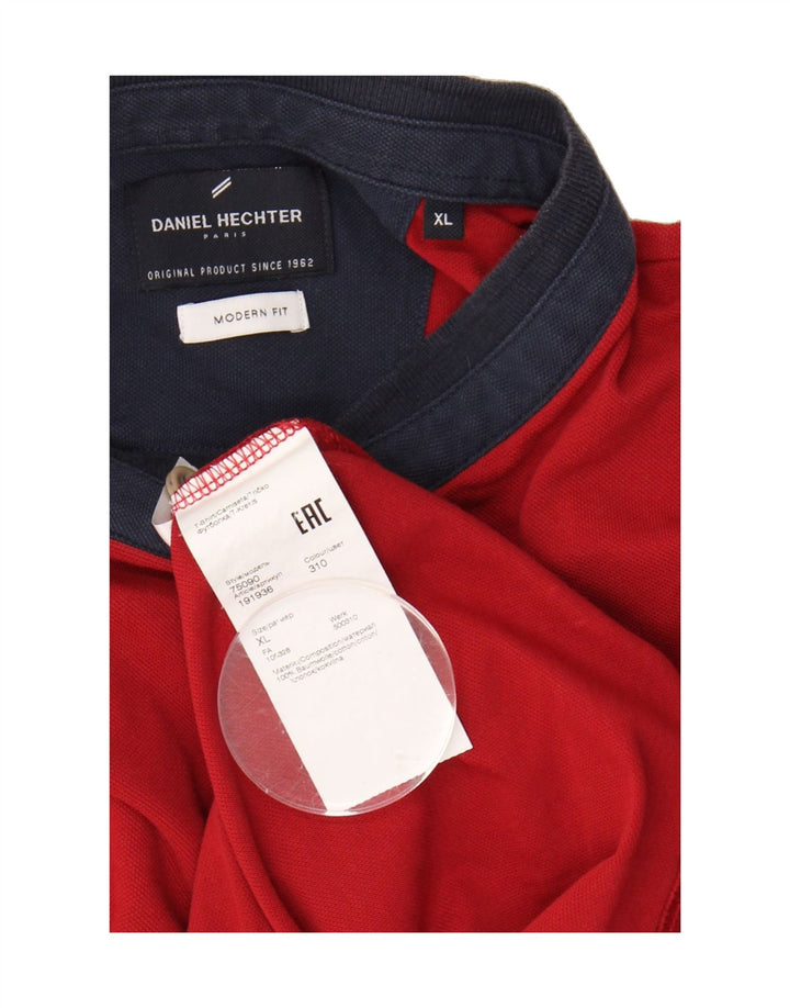 DANIEL HECHTER Mens Modern Fit Polo Shirt XL Red Cotton Vintage Daniel Hechter and Second-Hand Daniel Hechter from Messina Hembry 