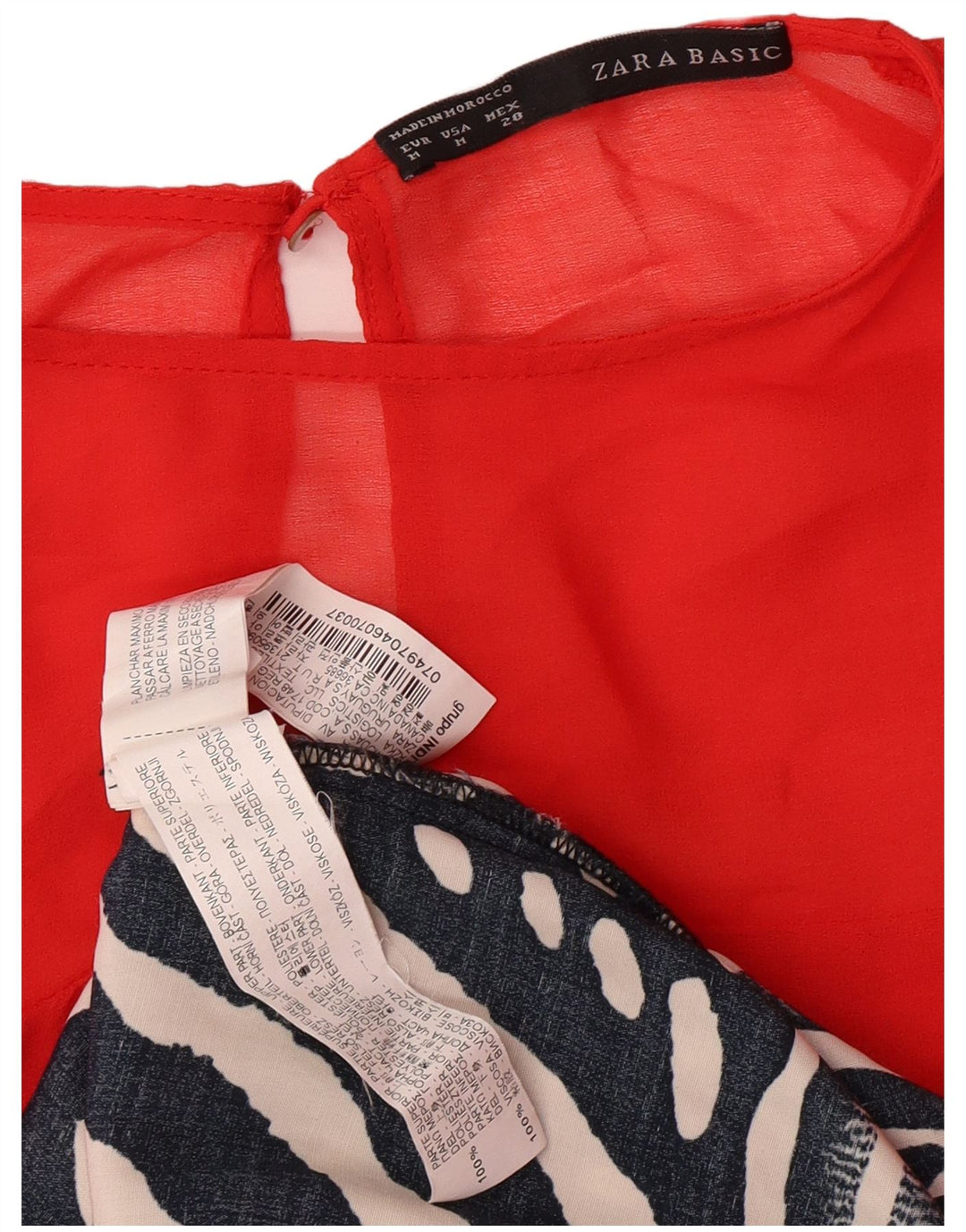 Rochie de bază fără mâneci pentru femei Zara UK 12 Roșu Mediu Geometric Modern