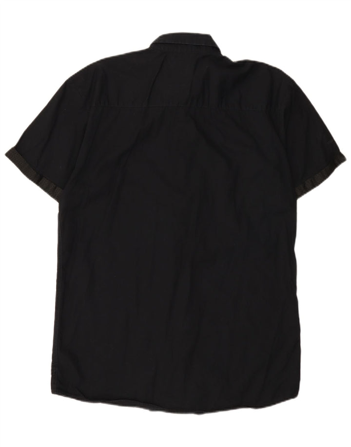 Cămașă cu mânecă scurtă Jack & Jones pentru bărbați, bumbac negru mare