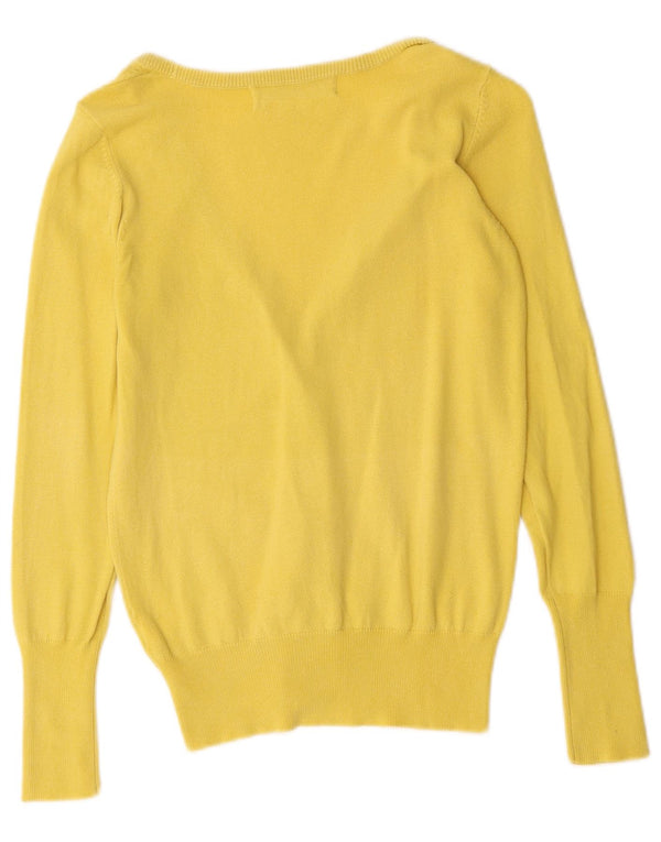 Pulover cardigan pentru femei Zara UK 10 mic galben bumbac