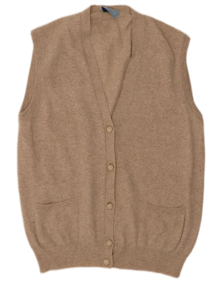 Pulover cardigan fără mâneci pentru femei BLUMARINE IT 46 Lână mare bej