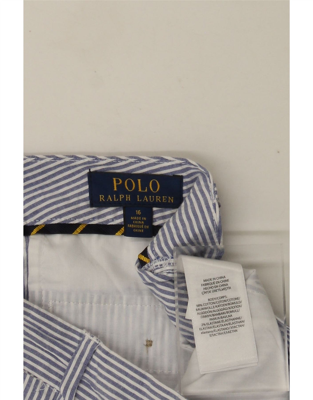 POLO RALPH LAUREN Pantaloni scurți chino pentru băieți 15-16 ani W28 bleumarin cu dungi