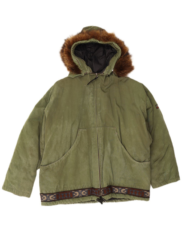 Jachetă de vânt cu glugă Napapijri pentru bărbați UK 38 Medium Green Fair Isle