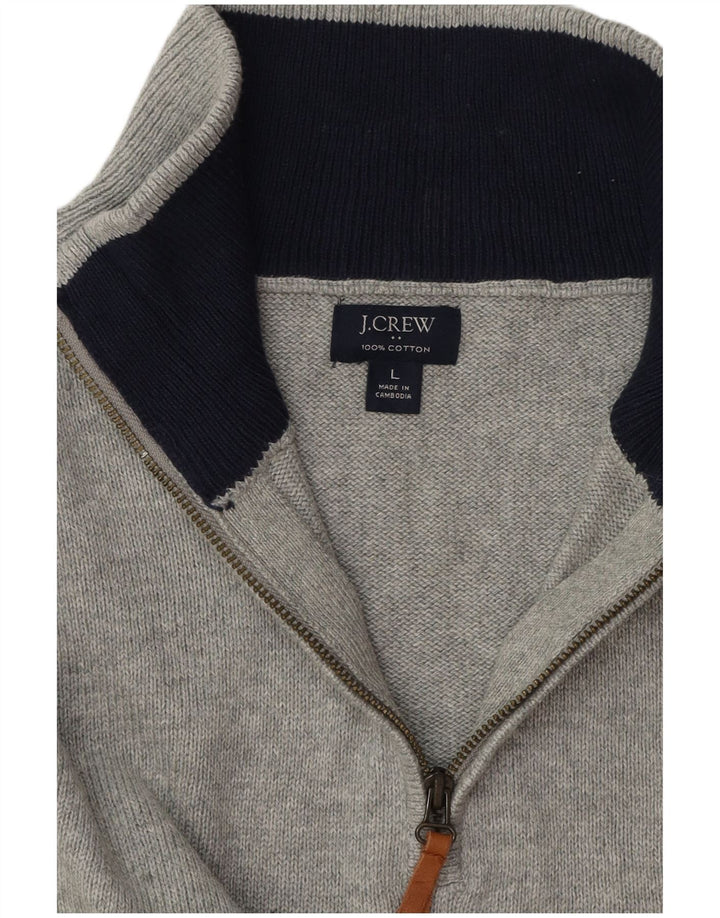 J. CREW Pulover pentru bărbați cu fermoar și gât, bumbac mare, gri