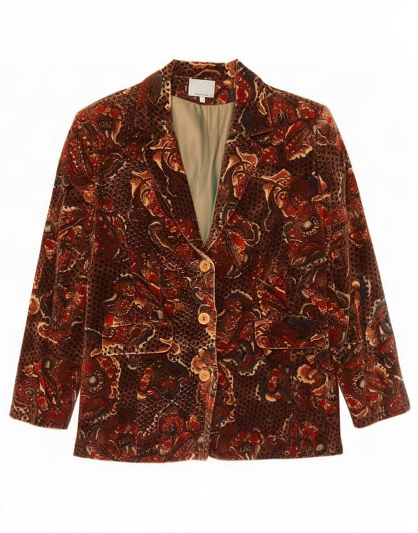 Jachetă vintage pentru femei din catifea cu 3 nasturi IT 50 XL maro cachetă