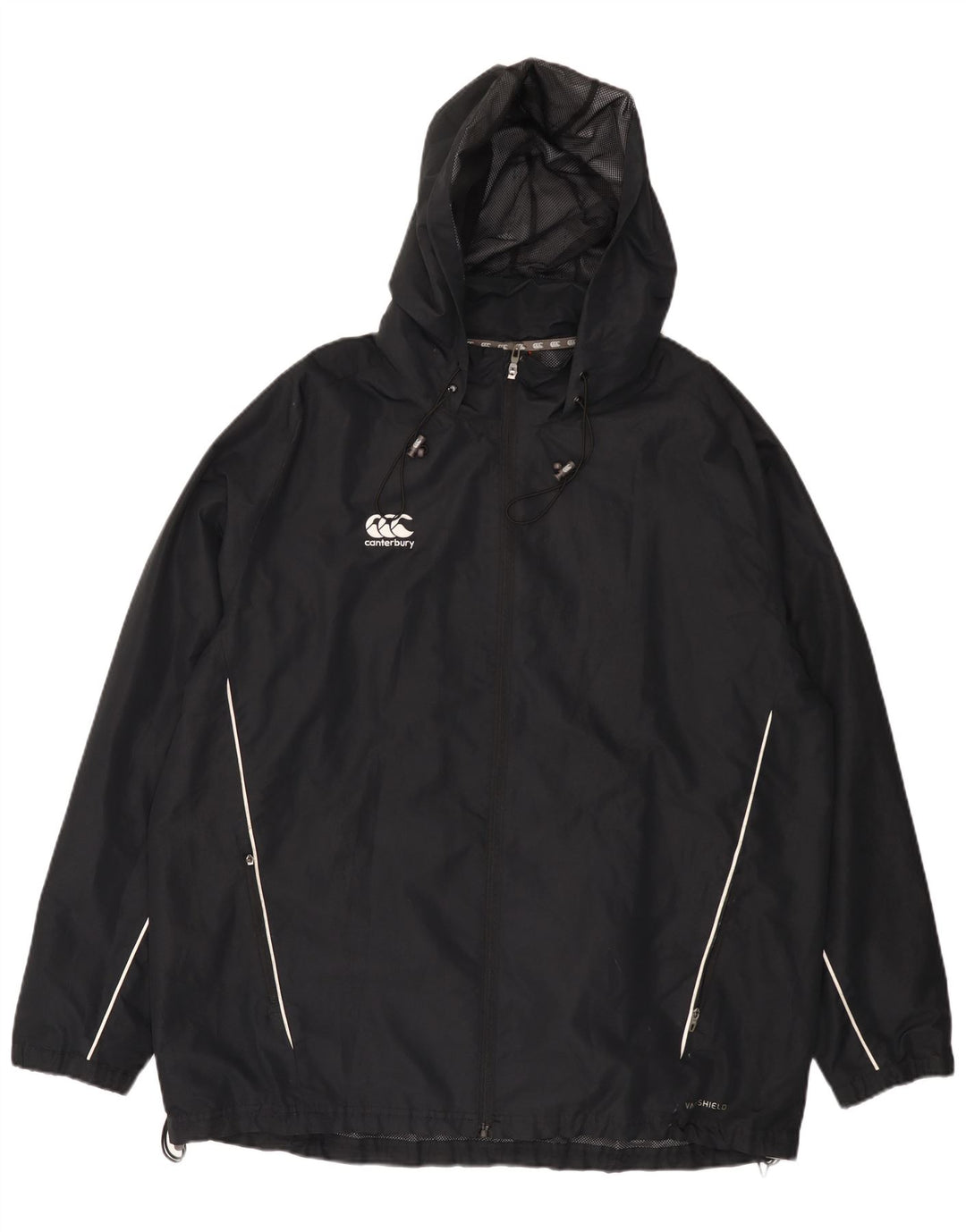 Jachetă de ploaie cu glugă pentru bărbați Canterbury UK 46 3XL Poliester negru