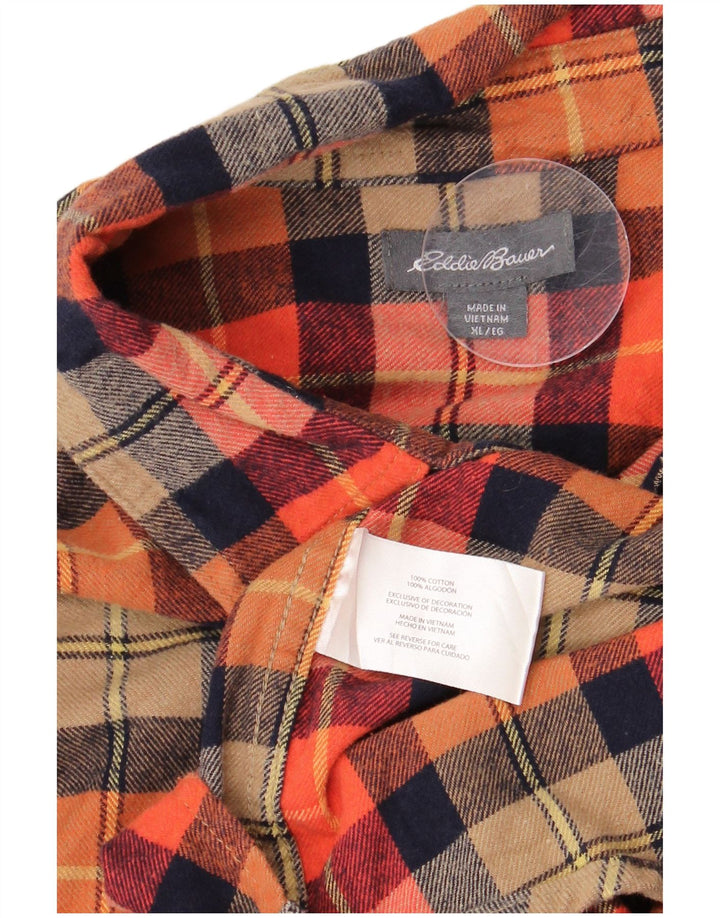 Cămașă de flanel pentru bărbați Eddie Bauer, bumbac cu carouri XL portocaliu