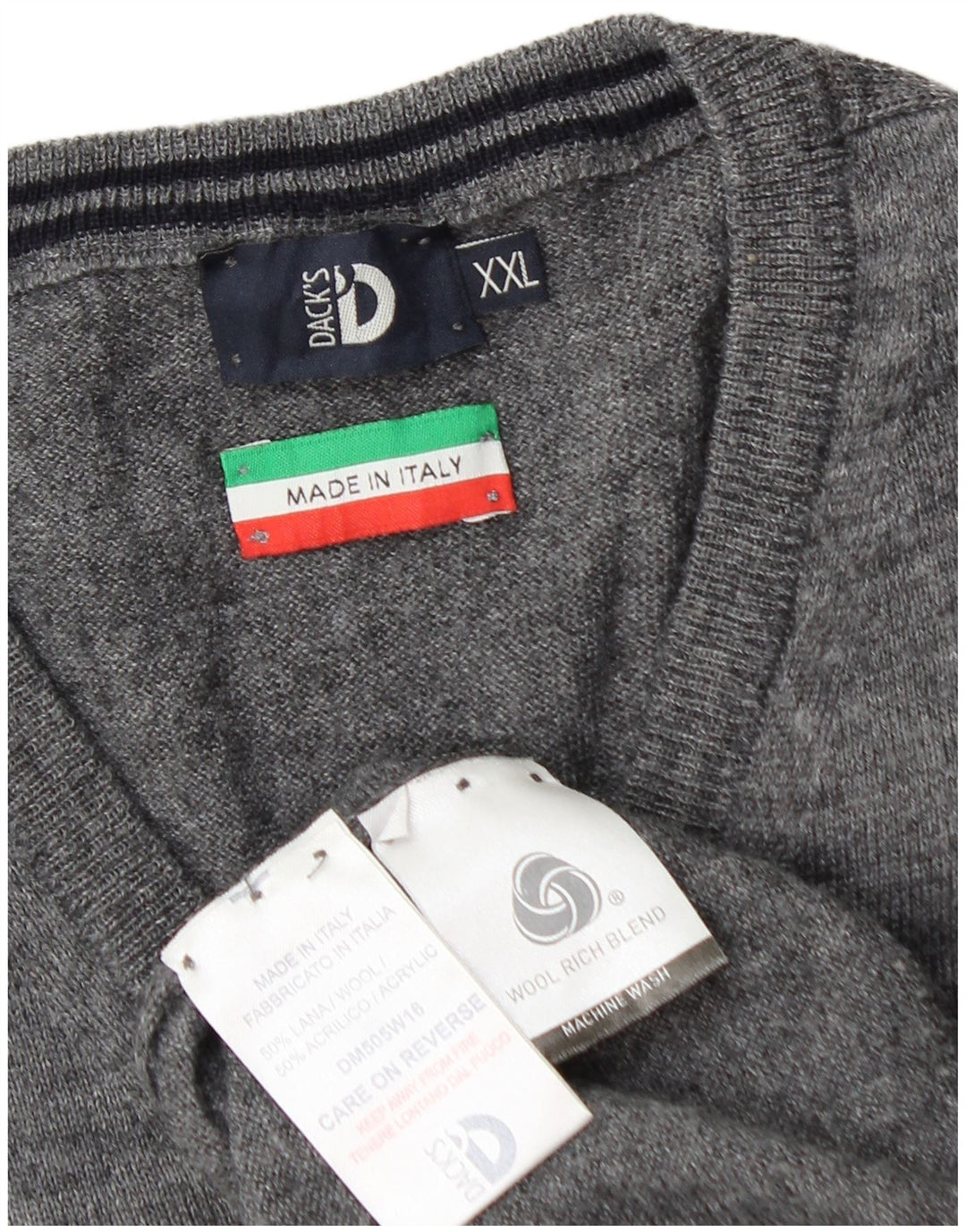 Pulover pentru bărbați Dack's cu decolteu în V, 2XL, lână gri