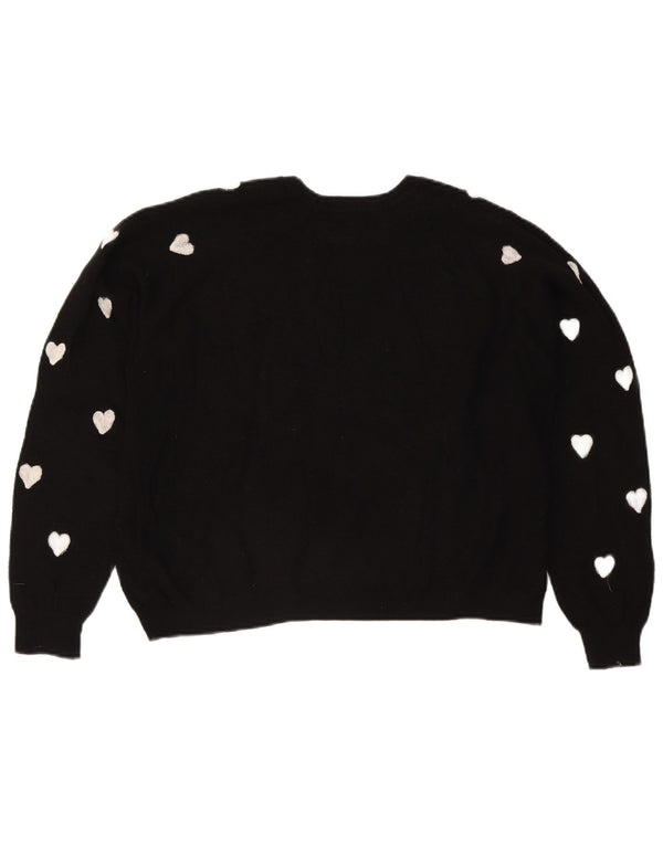 Pulover Topshop pentru damă, cu model abstract, cu gât de barcă, UK 16, mare, negru