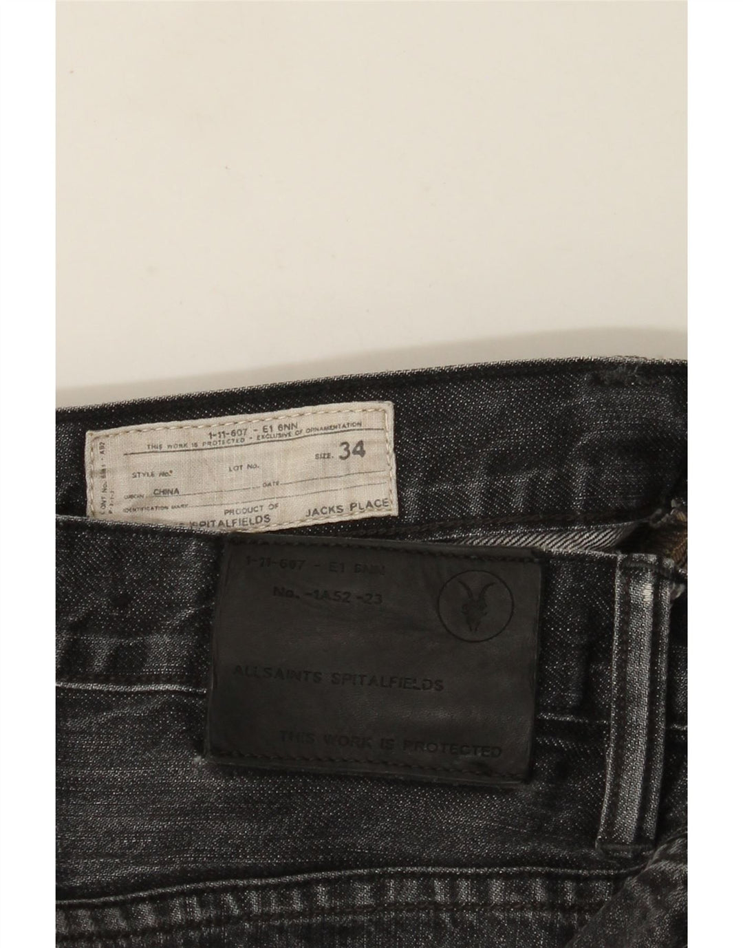 Blugi slim pentru bărbați All Saints L34 L27 bumbac negru