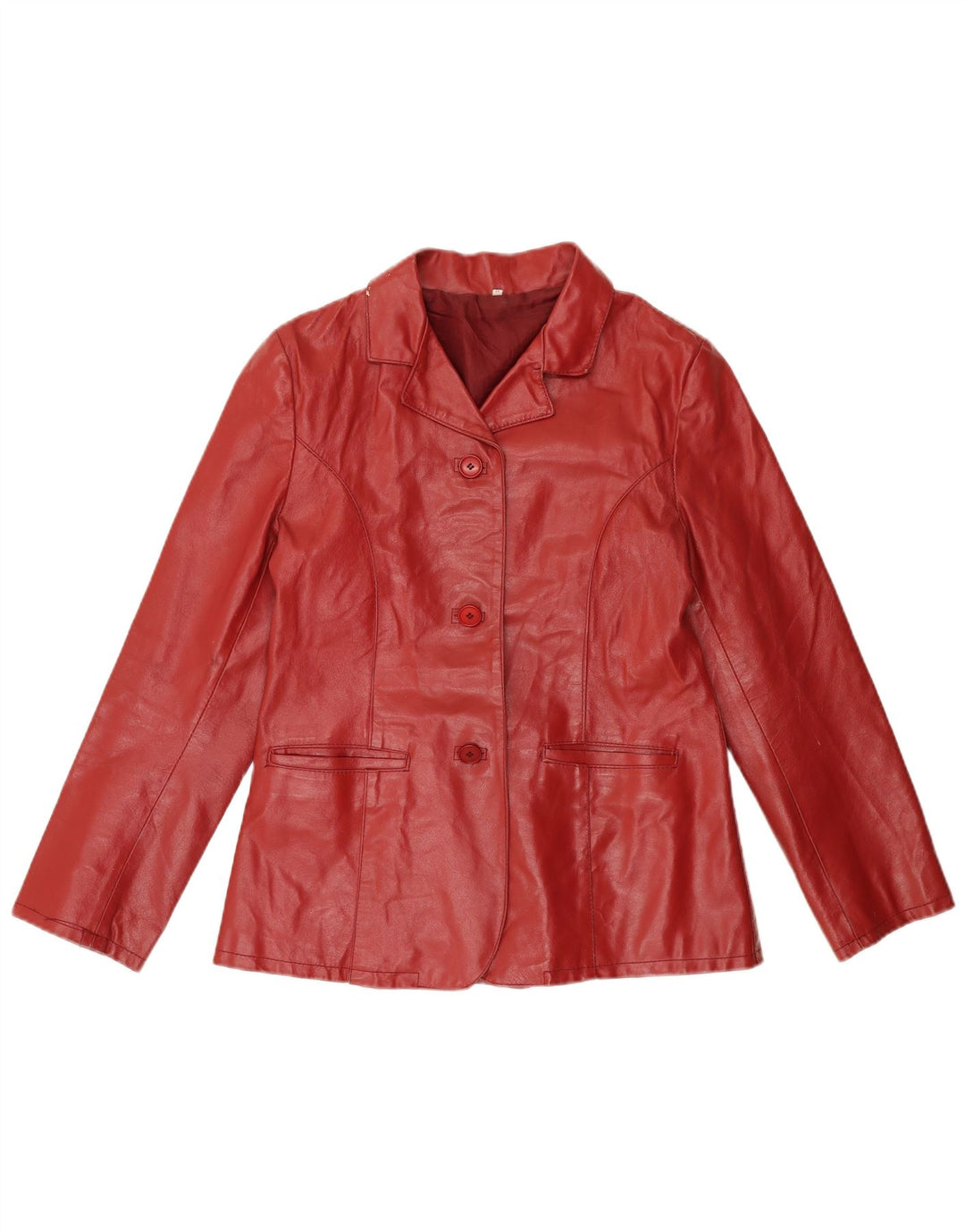 VINTAGE Womens Leather Jacket UK 12 Medium Red