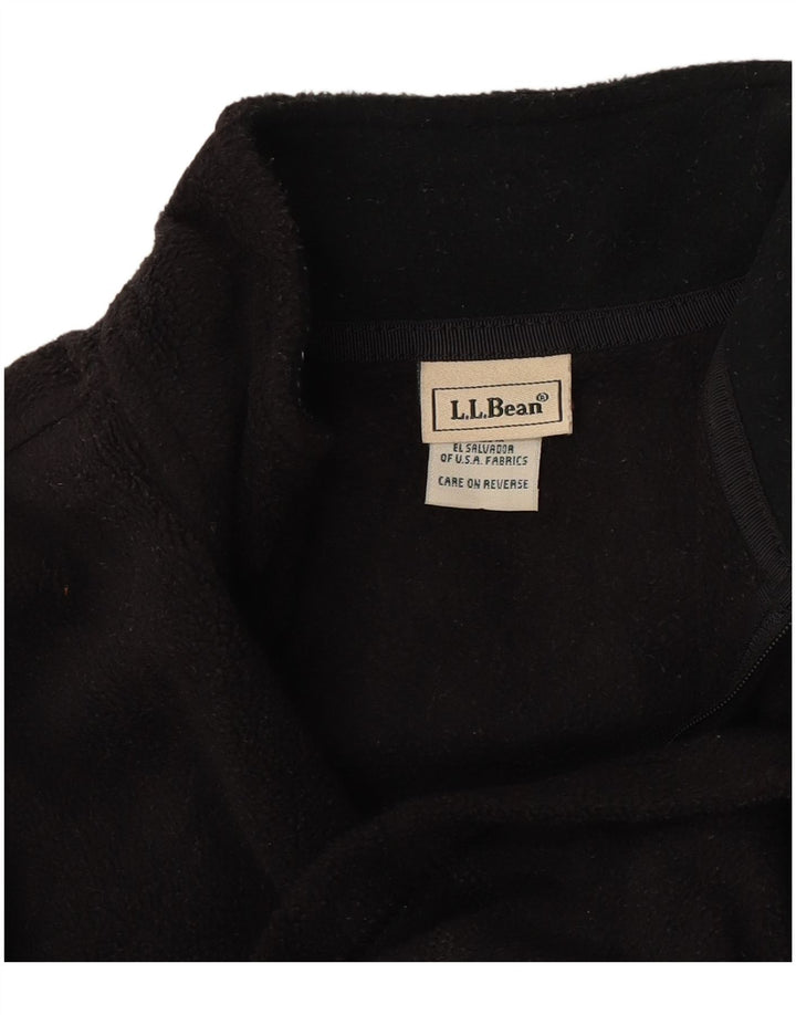 Pulover pentru femei L.L.Bean, cu fermoar și gât, din lână UK 10, poliester negru mic