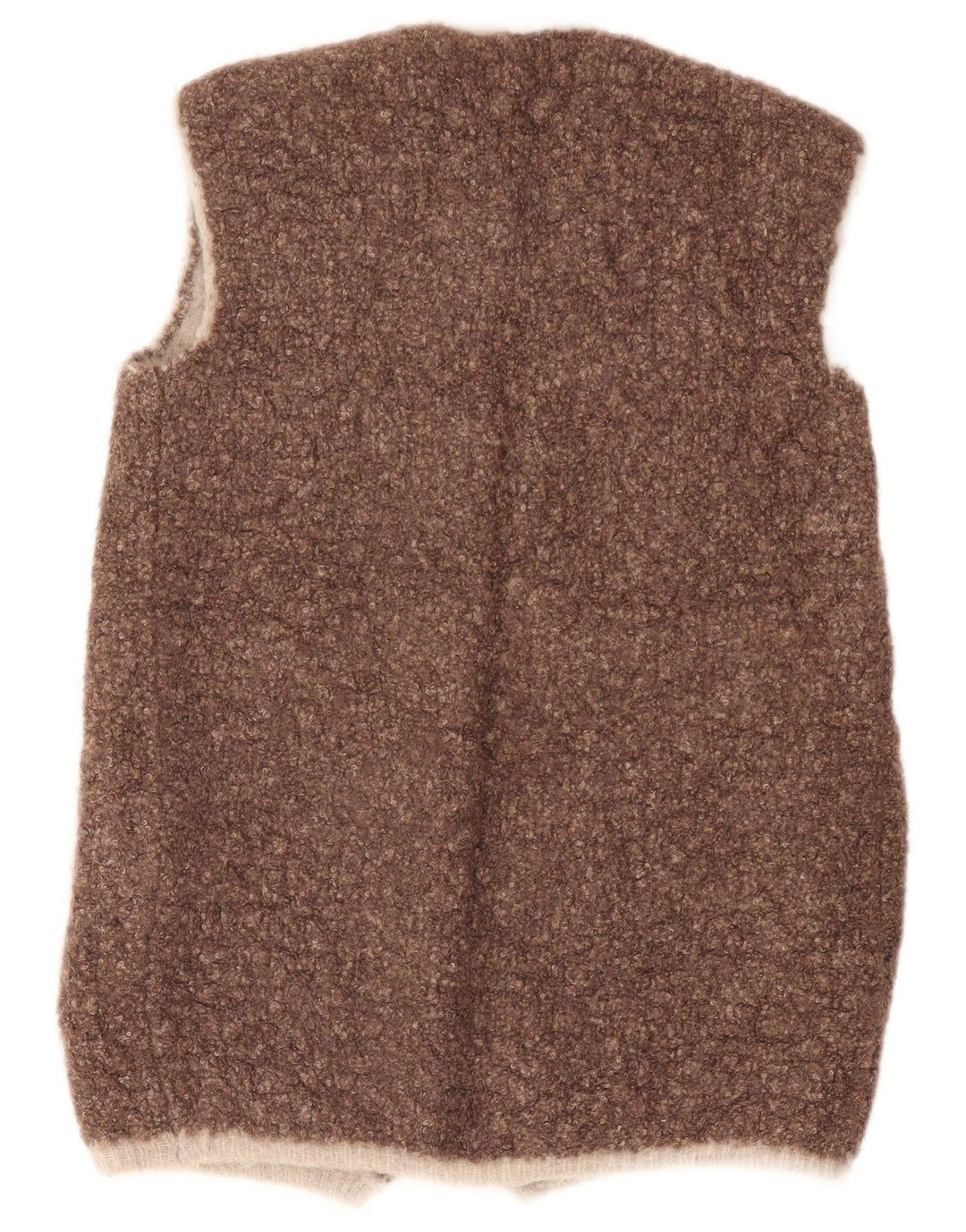 Pulover cardigan deschis fără mâneci vintage pentru femei UK 14 maro mediu