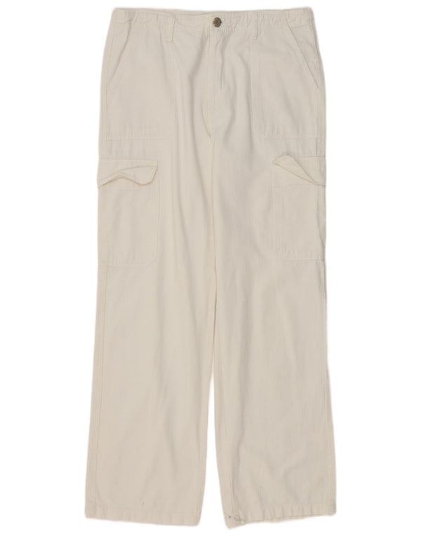 Pantaloni cargo drepti pentru femei Zara EU 42 Large W32 L32 Alb