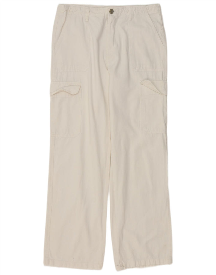 Pantaloni cargo drepti pentru femei Zara EU 42 Large W32 L32 Alb