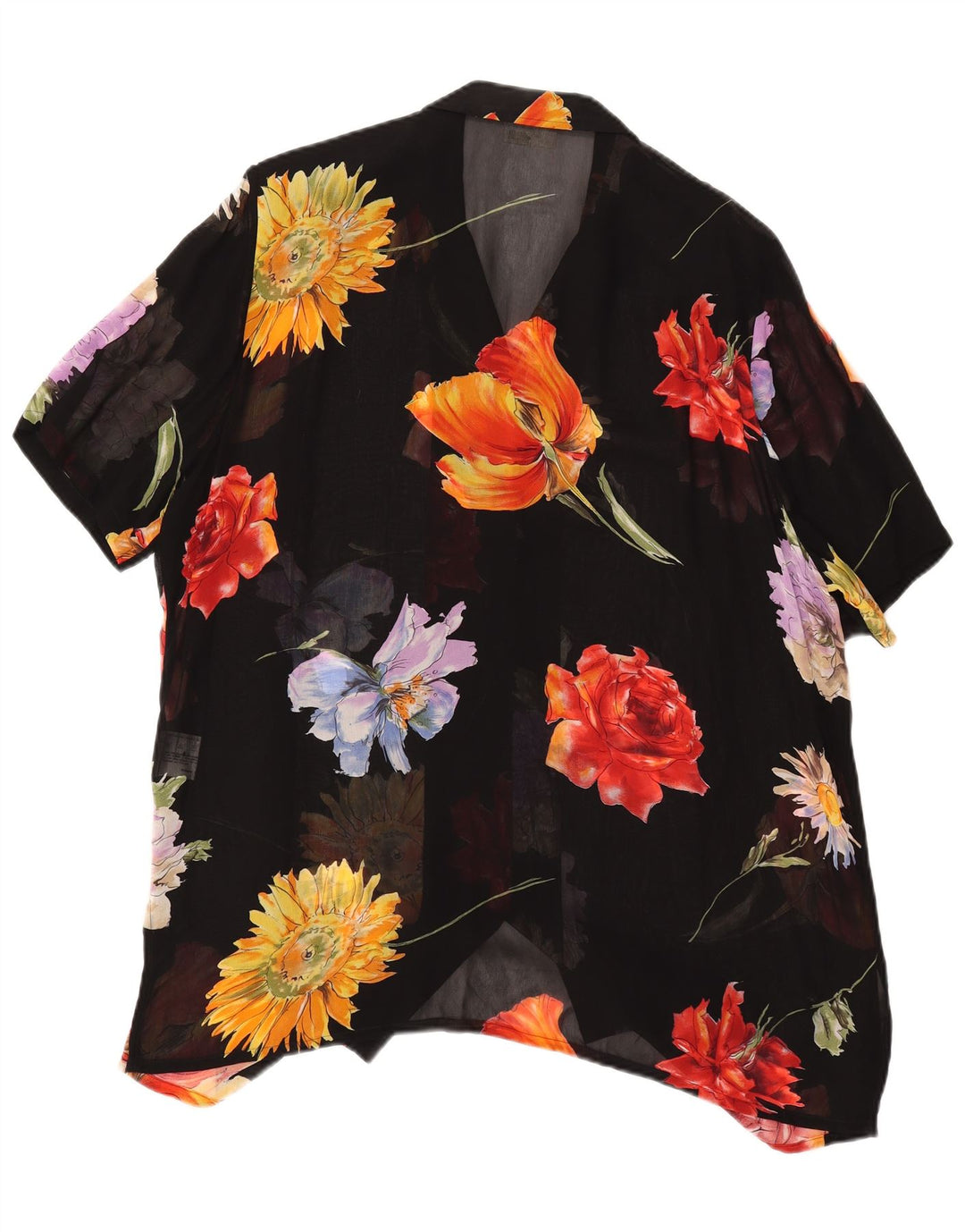 Bluză cămașă transparentă pentru femei SOMMERMANN UK 24 4XL Negru Floral