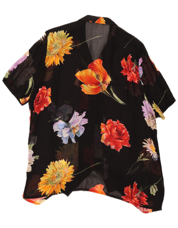 Bluză cămașă transparentă pentru femei SOMMERMANN UK 24 4XL Negru Floral