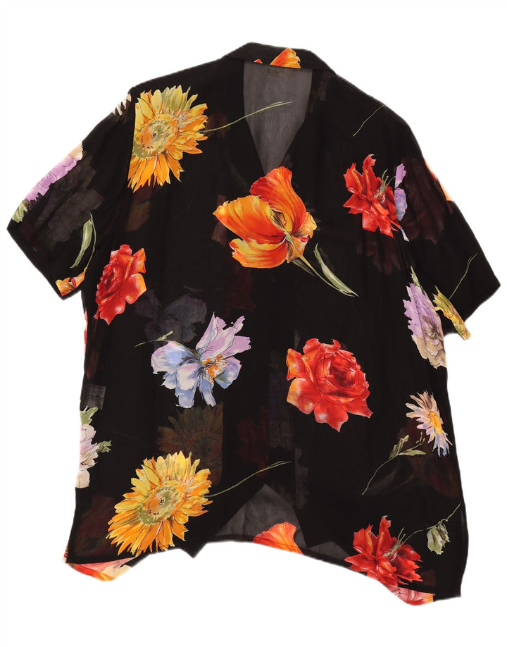 Bluză cămașă transparentă pentru femei SOMMERMANN UK 24 4XL Negru Floral