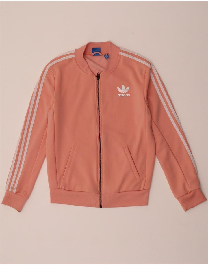 Jachetă de top pentru trening cu grafică Adidas pentru femei UK 8, poliester roz mic