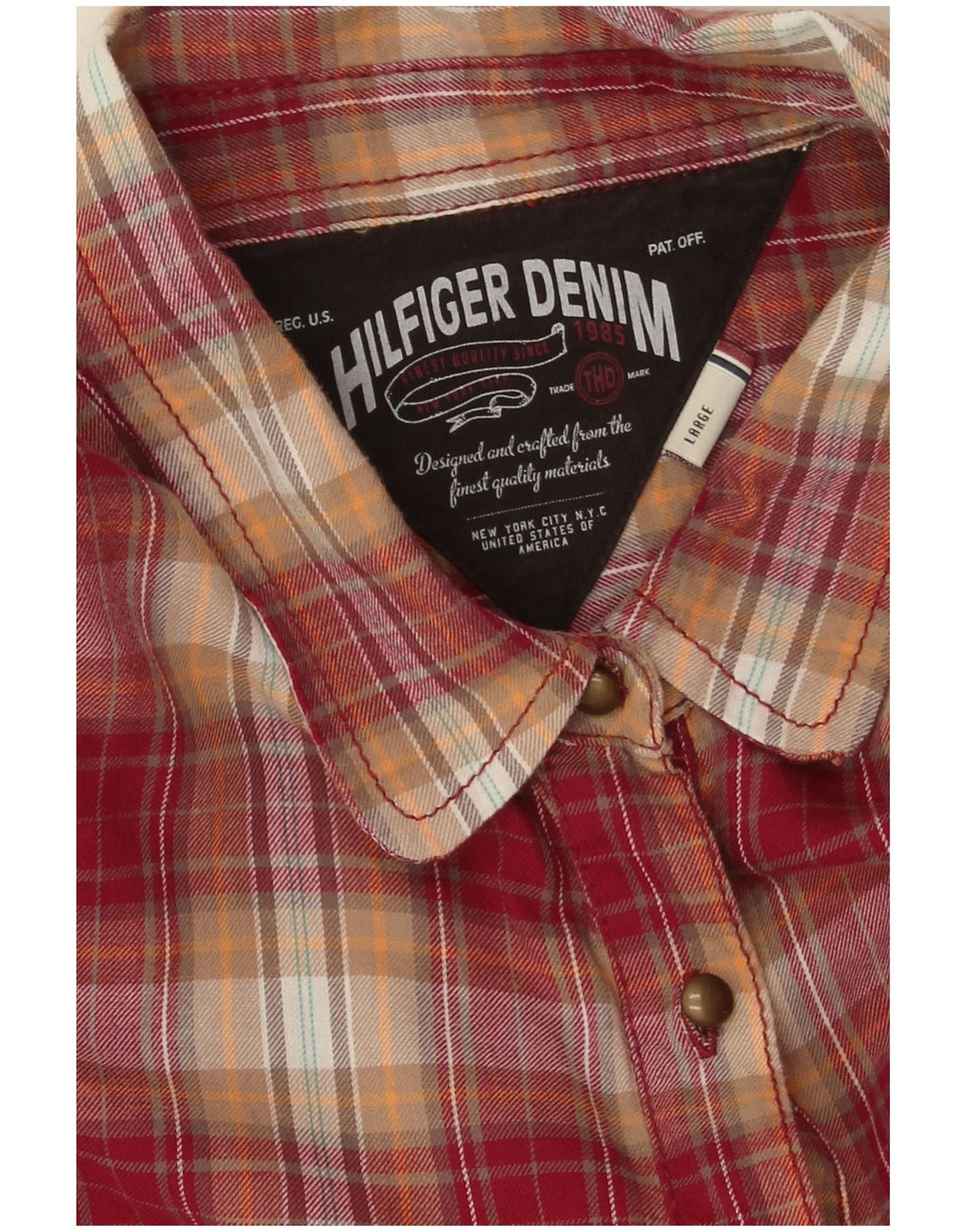 Cămașă de flanel pentru femei Tommy Hilfiger UK 16, bumbac cu carouri roșii mari