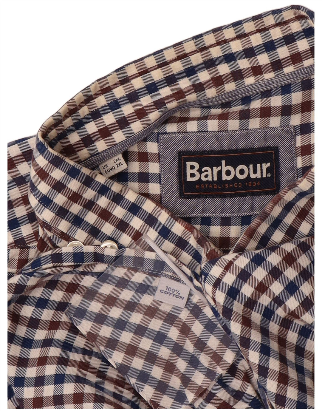 Cămașă pentru bărbați Barbour 2XL, bumbac vichy albastru