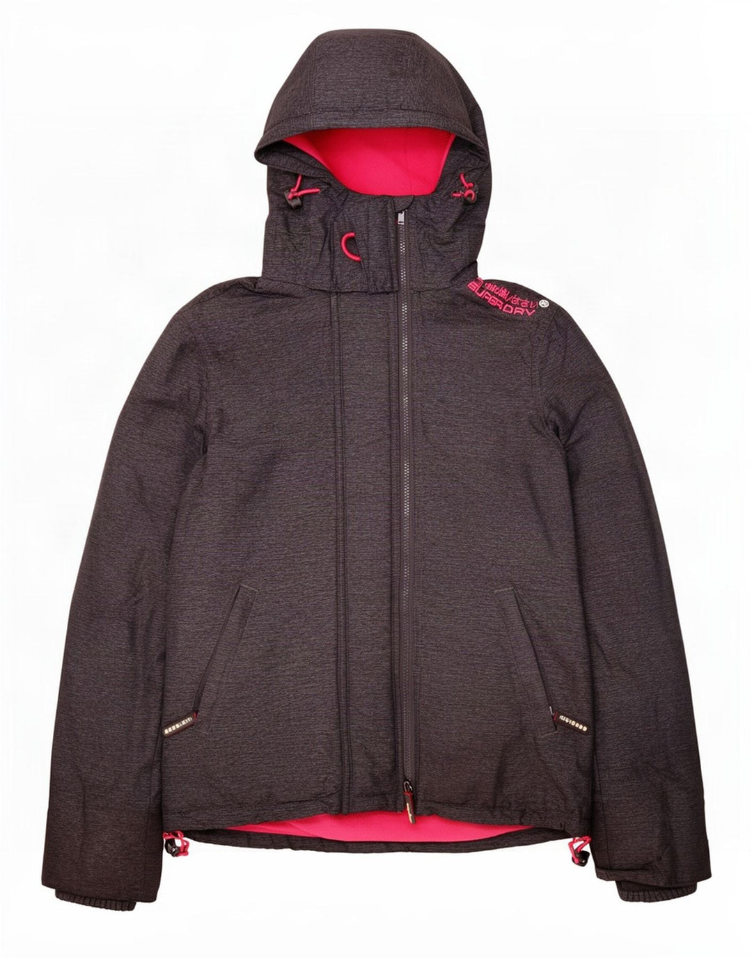 Jachetă Windbreaker cu glugă Superdry pentru femei UK 14, gri mediu