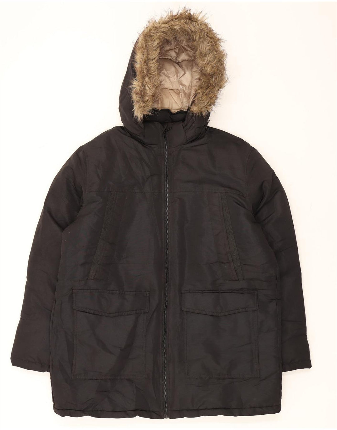 JACK & JONES Mens Hooded Windbreaker Jacket UK 42 XL Black Polyester Vintage Jack & Jones and Second-Hand Jack & Jones from Messina Hembry 