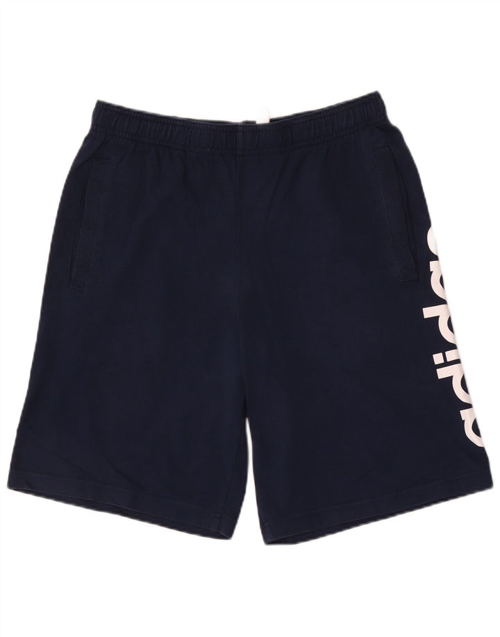 Pantaloni scurți sport grafic Adidas pentru bărbați, bumbac mediu albastru bleumarin