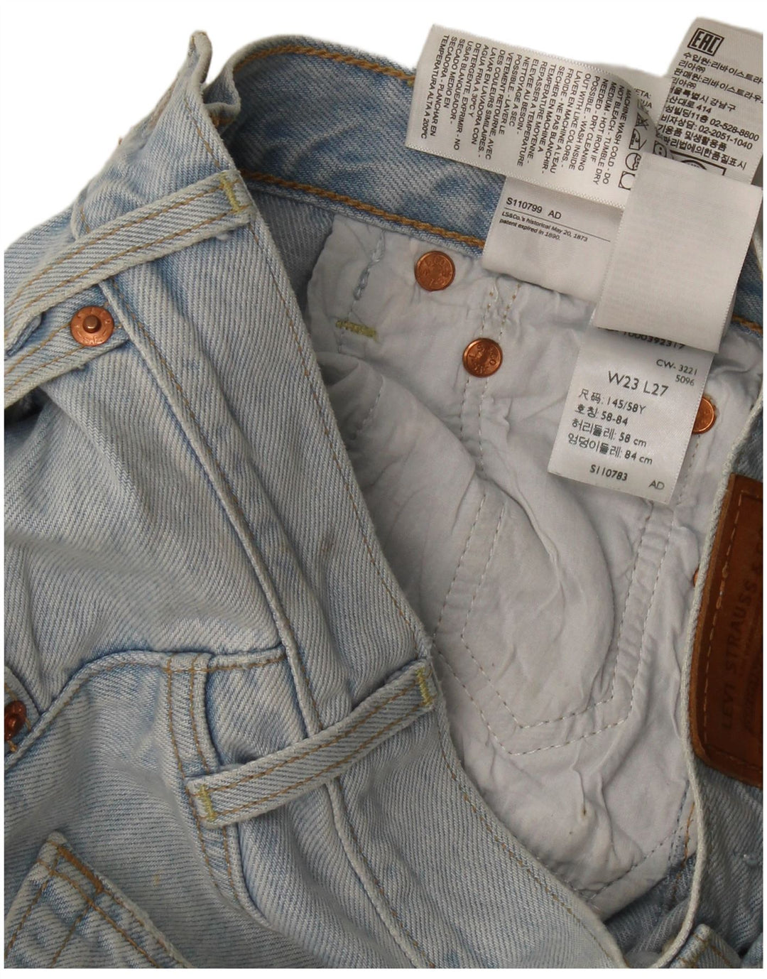 Blugi drepti pentru femei Levi's Ribcage W23 L27 Bumbac albastru