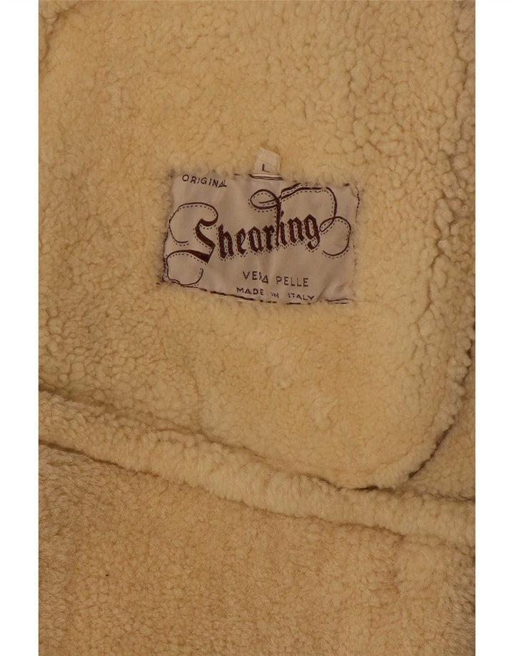 Jachetă vintage pentru bărbați din shearling UK 40 mare maro