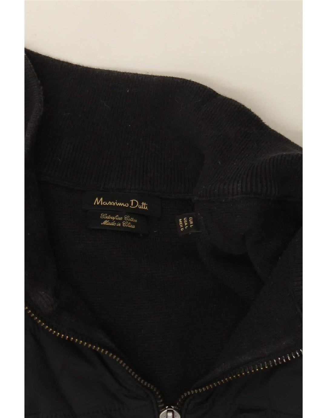 Pulover Massimo Dutti pentru bărbați, cu fermoar, cu gât, bumbac mare, albastru