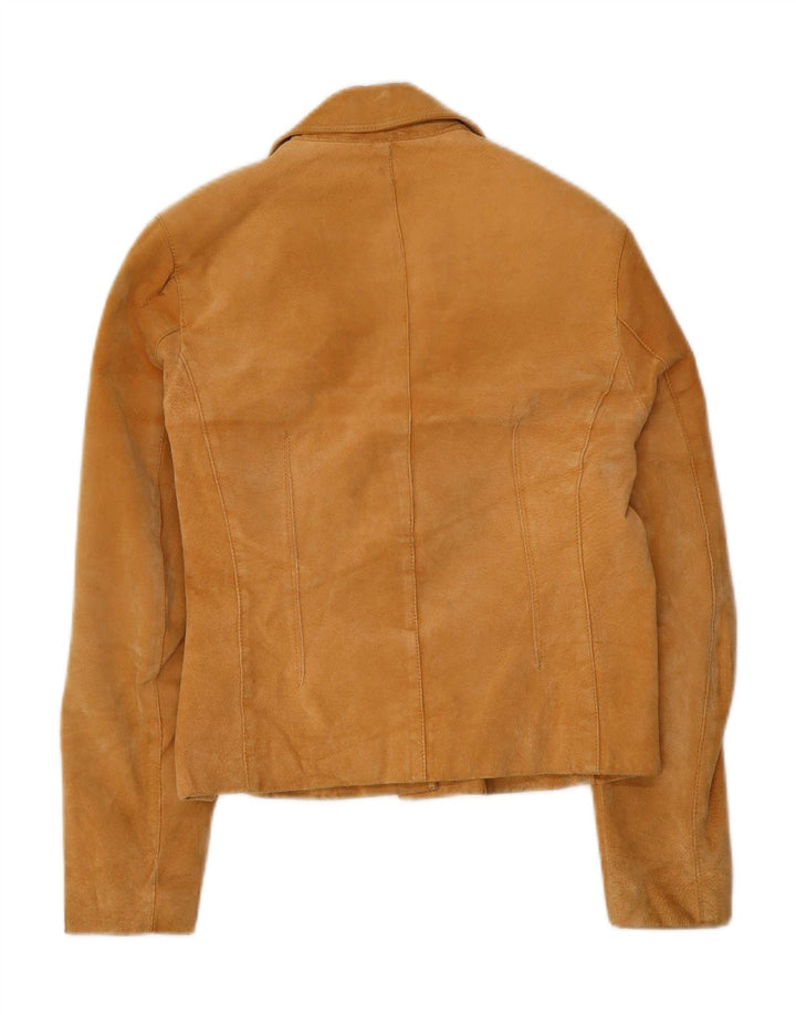 OVIESSE Womens 3 Button Suede Blazer Jacket IT 46 Large Beige Leather Vintage Oviesse and Second-Hand Oviesse from Messina Hembry 