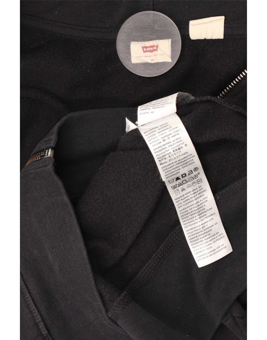 Pulover Levi's pentru bărbați, cu fermoar, bumbac mediu negru